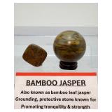 Nature’s Artistry: Exquisite Polished Bamboo Jasper Sphere & Accent Stone Set'