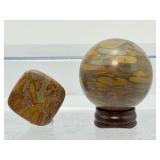 Nature’s Artistry: Exquisite Polished Bamboo Jasper Sphere & Accent Stone Set'