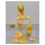 Egyptian Alabaster Sphinx & Orange Calcite Tumbled Stone Collection