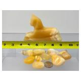 Egyptian Alabaster Sphinx & Orange Calcite Tumbled Stone Collection