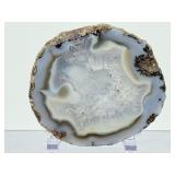 Polished Mexican Coconut 'Las Choyas' Geode Half - Icy Blue Agate Specimen