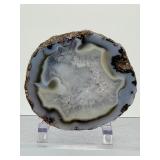 Polished Mexican Coconut 'Las Choyas' Geode Half - Icy Blue Agate Specimen