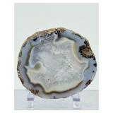 Polished Mexican Coconut 'Las Choyas' Geode Half - Icy Blue Agate Specimen