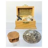 Premier Fossil Treasure Chest: Megalodon Pieces, Sharks Teeth, White & Rainbow Ammonites, Sea Urchins, Vertebrae, & Hand-Knapped Arrowheads
