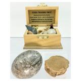 Premier Fossil Treasure Chest: Megalodon Pieces, Sharks Teeth, White & Rainbow Ammonites, Sea Urchins, Vertebrae, & Hand-Knapped Arrowheads