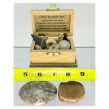 Premier Fossil Treasure Chest: Megalodon Pieces, Sharks Teeth, White & Rainbow Ammonites, Sea Urchins, Vertebrae, & Hand-Knapped Arrowheads
