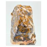 Rare 'Leopard-Skin' Raw Rhyolite Specimen - Intricate Plum & Ochre Volcanic Formation with Display Stand