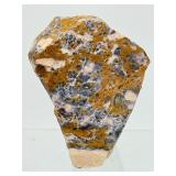 Rare 'Leopard-Skin' Raw Rhyolite Specimen - Intricate Plum & Ochre Volcanic Formation with Display Stand