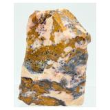 Rare 'Leopard-Skin' Raw Rhyolite Specimen - Intricate Plum & Ochre Volcanic Formation with Display Stand