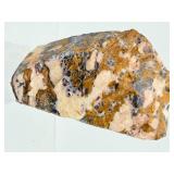 Rare 'Leopard-Skin' Raw Rhyolite Specimen - Intricate Plum & Ochre Volcanic Formation with Display Stand