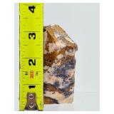 Rare 'Leopard-Skin' Raw Rhyolite Specimen - Intricate Plum & Ochre Volcanic Formation with Display Stand