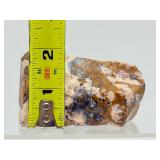 Rare 'Leopard-Skin' Raw Rhyolite Specimen - Intricate Plum & Ochre Volcanic Formation with Display Stand
