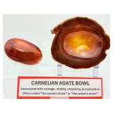 High-Energy Carnelian Agate Set: Hand-Carved Offering Bowl & Polished Palm Stone