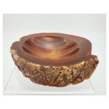 High-Energy Carnelian Agate Set: Hand-Carved Offering Bowl & Polished Palm Stone