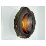 High-Energy Carnelian Agate Set: Hand-Carved Offering Bowl & Polished Palm Stone
