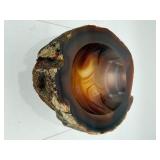 High-Energy Carnelian Agate Set: Hand-Carved Offering Bowl & Polished Palm Stone