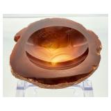 High-Energy Carnelian Agate Set: Hand-Carved Offering Bowl & Polished Palm Stone