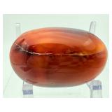 High-Energy Carnelian Agate Set: Hand-Carved Offering Bowl & Polished Palm Stone