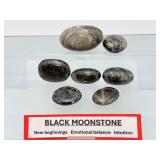 Lot of Polished Black Moonstone Palm Stones - Rare 'New Moon' Crystal Set