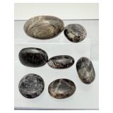 Lot of Polished Black Moonstone Palm Stones - Rare 'New Moon' Crystal Set