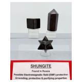 Rare 3-Pc Genuine Russian Shungite Sacred Geometry Set - EMF Protection & Grounding