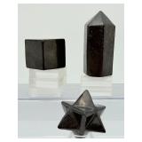 Rare 3-Pc Genuine Russian Shungite Sacred Geometry Set - EMF Protection & Grounding
