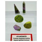Rare 5-Piece Tasmanian Atlantisite Collector Set – Natural Stichtite in Serpentine Generators & Polished Palm Stones for Healing & Meditation