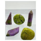 Rare 5-Piece Tasmanian Atlantisite Collector Set – Natural Stichtite in Serpentine Generators & Polished Palm Stones for Healing & Meditation