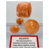 Rare 4-Piece Collector’s Set: Natural Orange Peach Selenite Crystal Collection