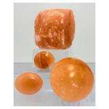 Rare 4-Piece Collector’s Set: Natural Orange Peach Selenite Crystal Collection
