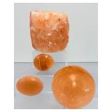 Rare 4-Piece Collector’s Set: Natural Orange Peach Selenite Crystal Collection