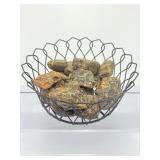 Rare Specimen Set: Raw Fossilized Amber Collection in Geometric Wire Display Basket