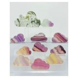 11pc Hand-Carved Crystal Cloud Set – Vibrant Fluorite & Large Moss Agate