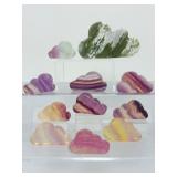 11pc Hand-Carved Crystal Cloud Set – Vibrant Fluorite & Large Moss Agate