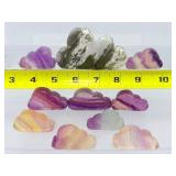 11pc Hand-Carved Crystal Cloud Set – Vibrant Fluorite & Large Moss Agate