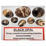 Rare 8-Piece Black Opal Polished Stone Collection – High-Contrast Marbling & Protection