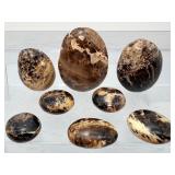 Rare 8-Piece Black Opal Polished Stone Collection – High-Contrast Marbling & Protection