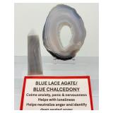 Natural Blue Lace Agate & Blue Chalcedony Display Set - Polished Slice & Crystal Tower