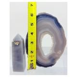 Natural Blue Lace Agate & Blue Chalcedony Display Set - Polished Slice & Crystal Tower