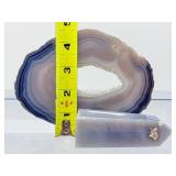 Natural Blue Lace Agate & Blue Chalcedony Display Set - Polished Slice & Crystal Tower