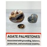 Natural Agate Palmstone Trio – Grounding & Balancing Hand-Polished Specimens
