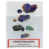 Natural Azurite & Malachite Raw Mineral Specimens: Rare Crystalline Deep Azure & Forest Green Copper Ore Collection