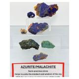 Natural Azurite & Malachite Raw Mineral Specimens: Rare Crystalline Deep Azure & Forest Green Copper Ore Collection