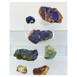 Natural Azurite & Malachite Raw Mineral Specimens: Rare Crystalline Deep Azure & Forest Green Copper Ore Collection