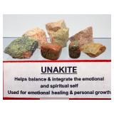 Premium 8-Piece Unakite Mineral Specimen Lot – High-Contrast Raw & Polished Altered Granite for Gemstone Tumbling, Jewelry Cabs, and Educational Display