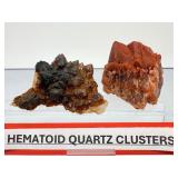 Natural Hematoid Fire Quartz Cluster Pair – Rare Ferruginous Red & Golden Amber Mineral Specimen Set