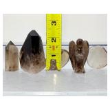 Exclusive 5pc Natural Smoky Quartz Collection – Polished Towers, Heart & Carved Guardian Angel