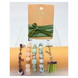 Handcrafted Artisan Jewelry Lot: A vibrant Collection Featuring Natural Stone, Woven 'Love' Charm, & 'Dream' Silk Wrap Bracelets