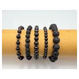 Ultimate Protection Collection: Set of Five Natural Black Obsidian & Lava Stone Bracelets