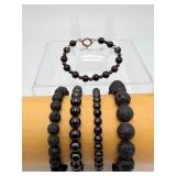 Ultimate Protection Collection: Set of Five Natural Black Obsidian & Lava Stone Bracelets